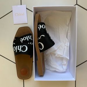 Chloe Woody Sandals Black Size 39